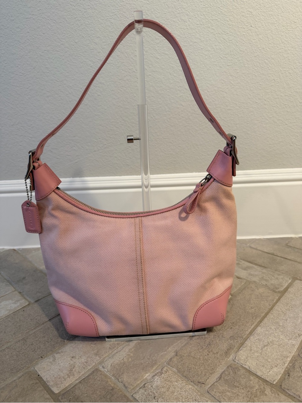 Coach Pink Canvas & Leather Shoulder Bag